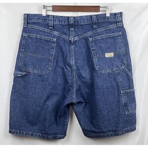 Wrangler Mens 38 Carpenter Denim Shorts Blue Baggy Relaxed Fit Jorts Y2K Skater
